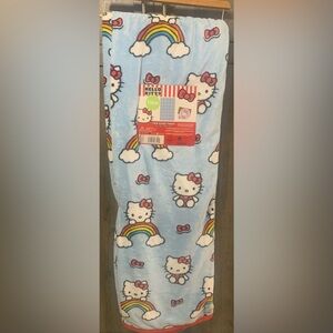 New Hello Kitty & Rainbows Blue Sky Plush 60 x 90 Twin Throw Blanket With Tag